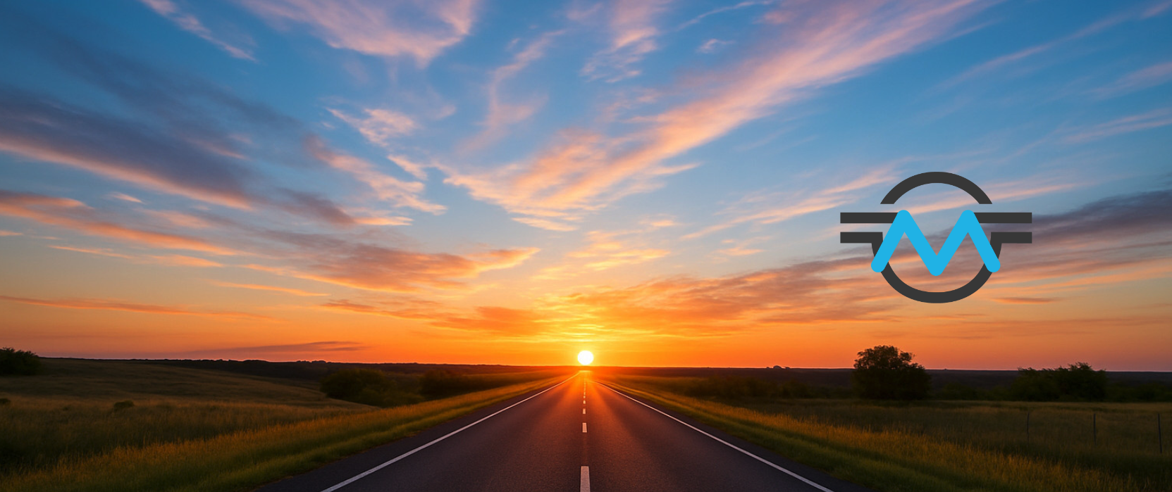 Camión de mudanzas en carretera al amanecer